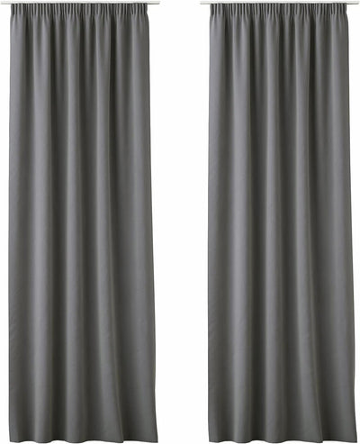 JEMIDI 2X Vorhang Blickdicht 140x250cm - 2er Set Gardine mit Kräuselband Universalband - 100% Polyes