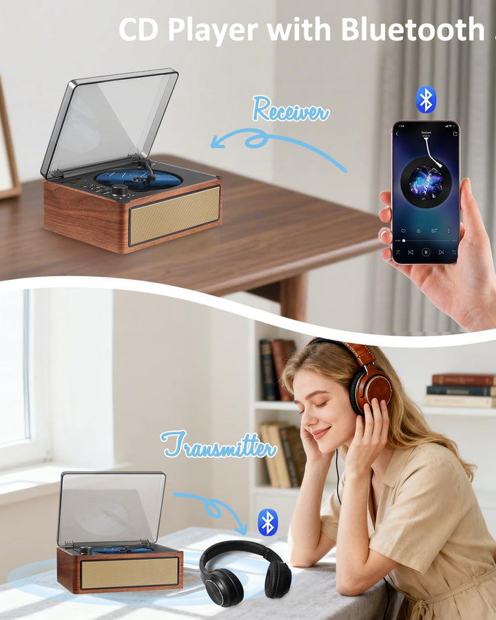 G Keni CD Player Bluetooth 5.0 mit Radio & AUX - Tragbarer Stereo CD-Spieler mit 3000 mAh Akku, Dopp