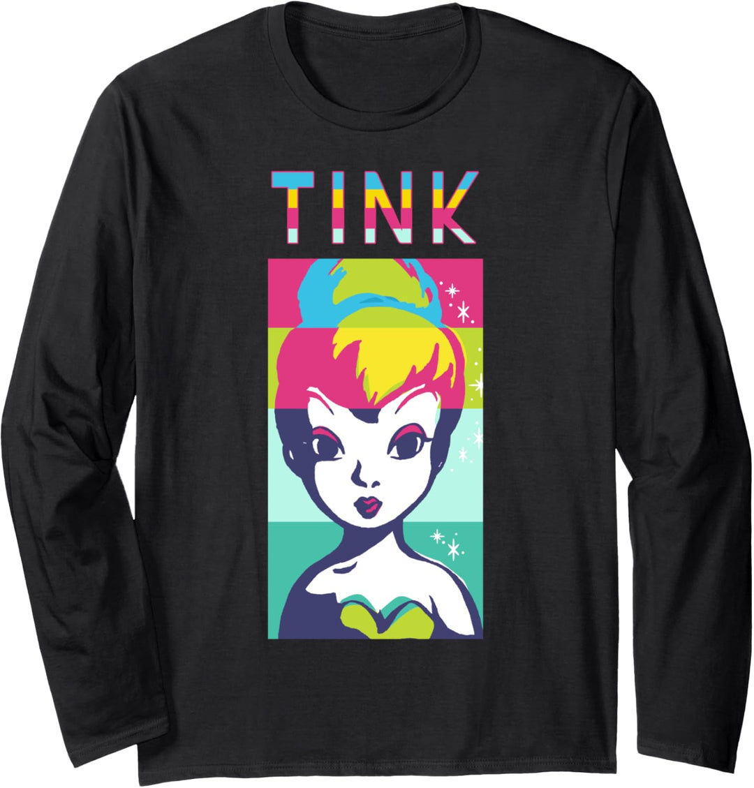 Disney Peter Pan Tinkerbell Color Block Of Tinks Face Langarmshirt