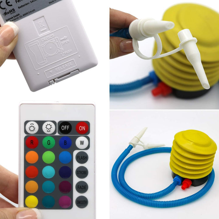 Tronje aufblasbarer LED Sitz-Hocker Ø60cm Puff bis 120kg Farbwechsel FB 18 LEDs Outdoor Fusshocker F