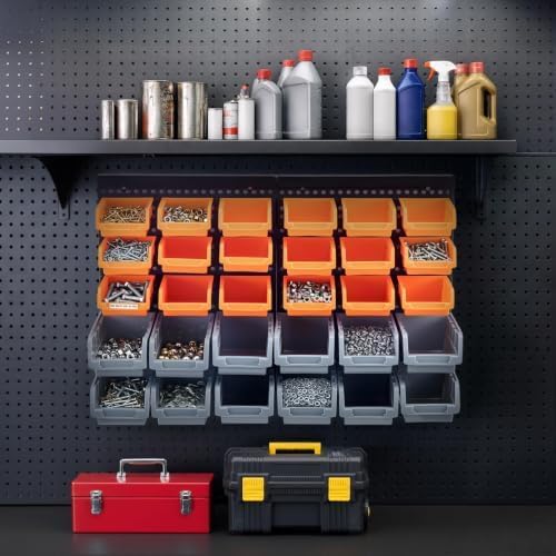 Werkzeugwand Organizer 32-teilig mit Sortierboxen orange grau Grau + Orange, Grau + Orange