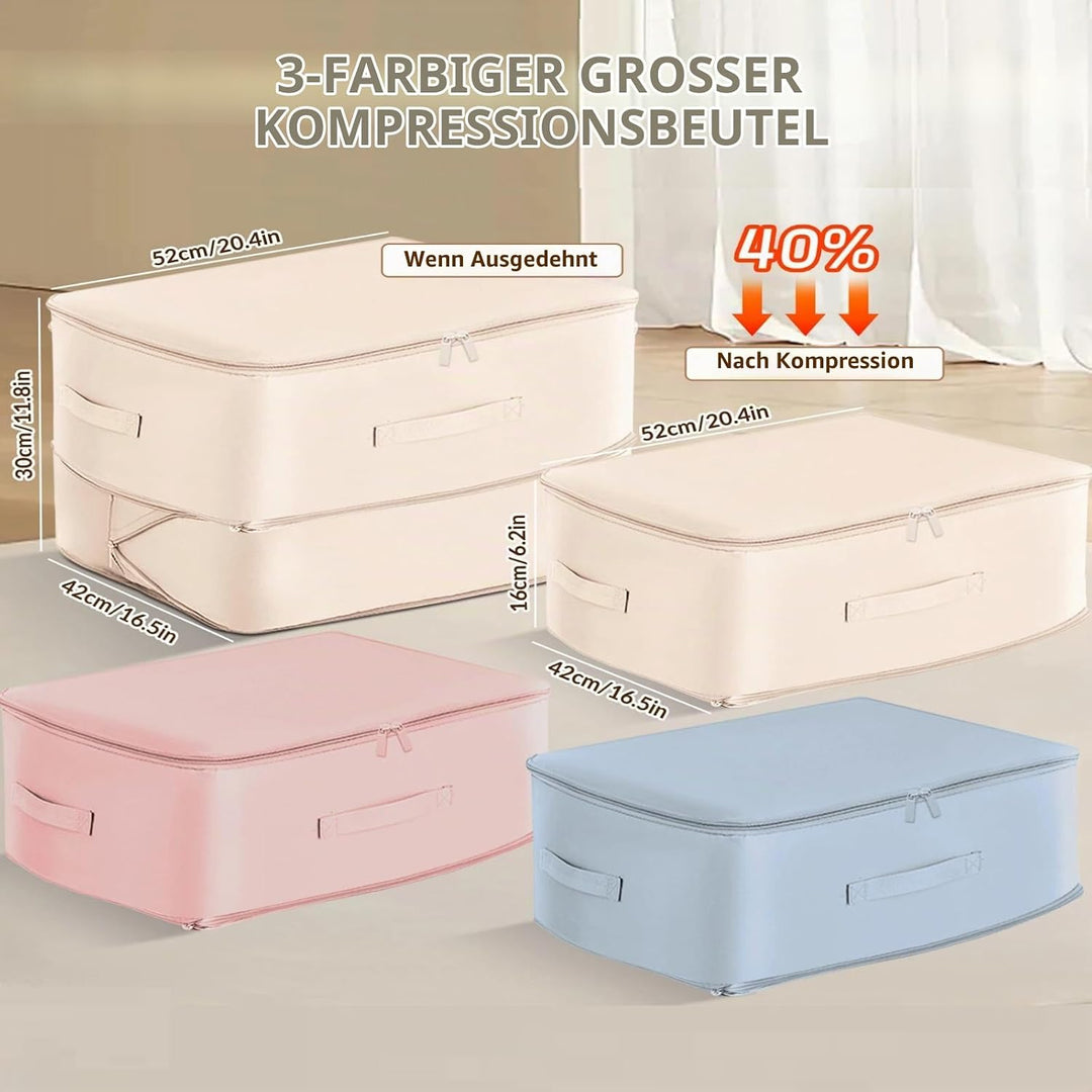 3 Stück Ultra Platzsparender Selbstkomprimierender Organizer, 52x42x30cm Aufbewahrungstasche für Bet
