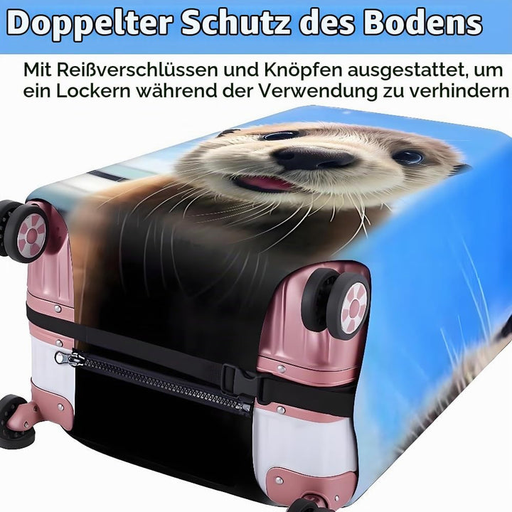FANSU Elastisch Kofferhülle Kofferschutzhülle, 3D Wasser Otter Druck Kofferüberzug Schutzhülle mit R