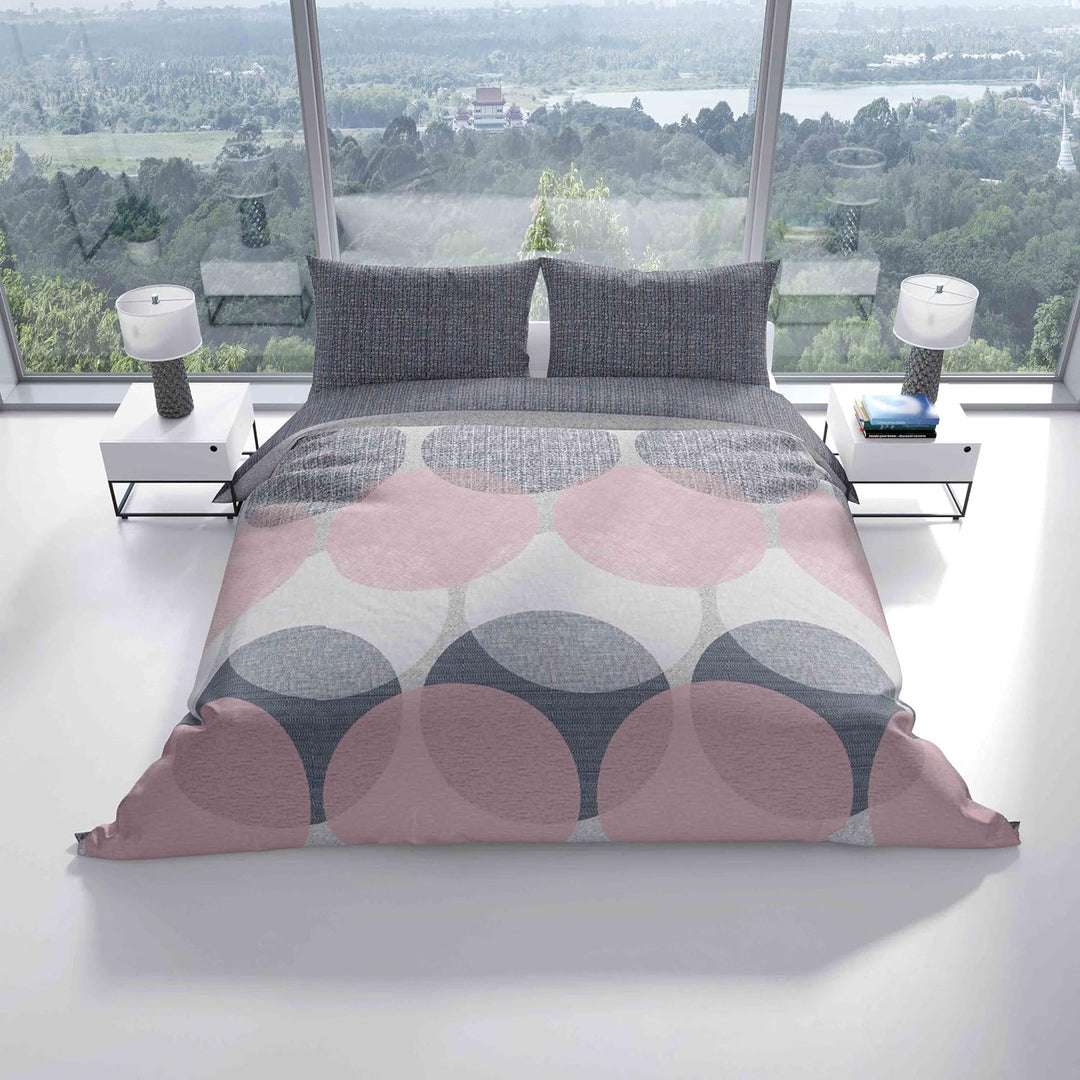 Leonado Vicenti Bettwäsche 4tlg. Baumwolle Renforce 155x220 cm Rosa Grau Kreise Schlafzimmer Set Gar