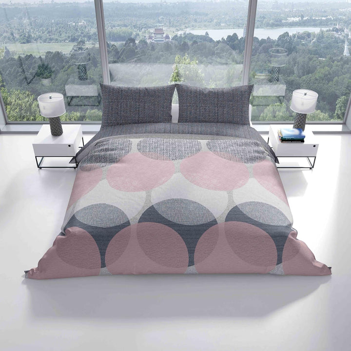 Leonado Vicenti Bettwäsche 4tlg. Baumwolle Renforce 155x220 cm Rosa Grau Kreise Schlafzimmer Set Gar