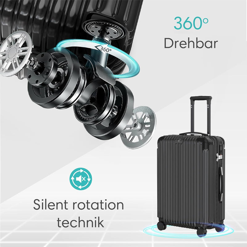 Voyagoux Koffer handgepäck - 72L, Rollkoffer mittelgross, Hartschalenkoffer, TSA-Schloss, ABS, 4X 36