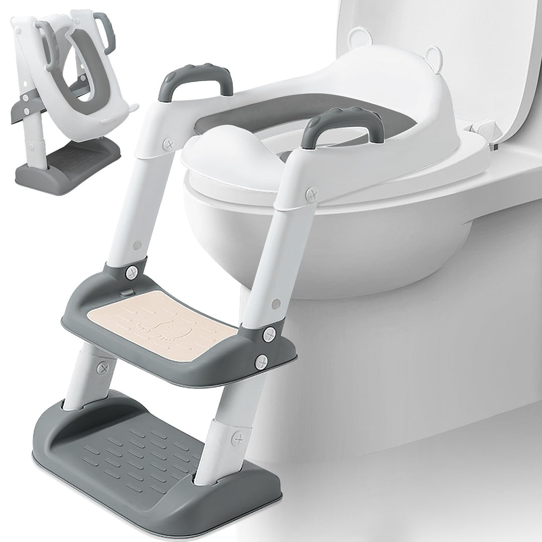 Toilettensitz Kinder Kinder WC, Toilettensitz Toilettentrainer mit Treppe 2-in-1 Verstellbar Toilett