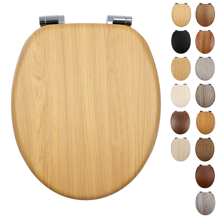 WC-Sitz mit Absenkautomatik, Toilettendeckel aus stabilem MDF-Holzkern, Verstellbare Scharniere aus