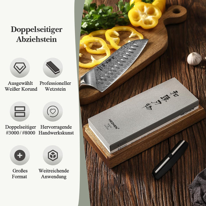 HEZHEN Doppelseitiger Abziehstein, Gross Weisskorund Schleifstein Wetzstein, Professionell Messersch