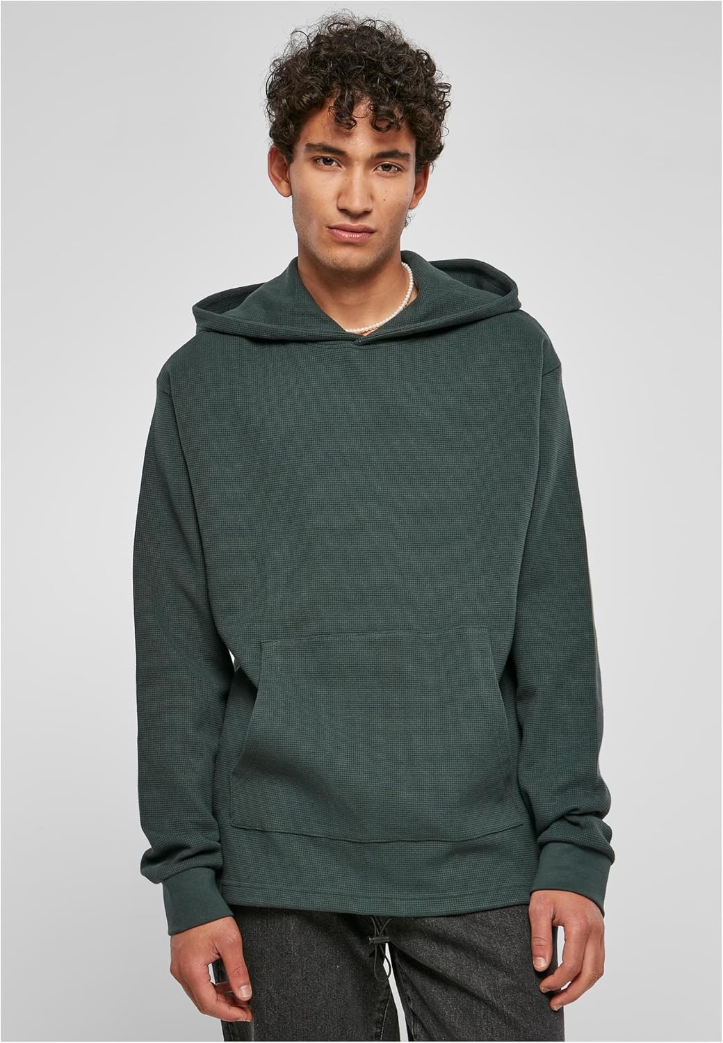 Urban Classics Herren Oversized Waffle Hoody M Bottlegreen, M Bottlegreen