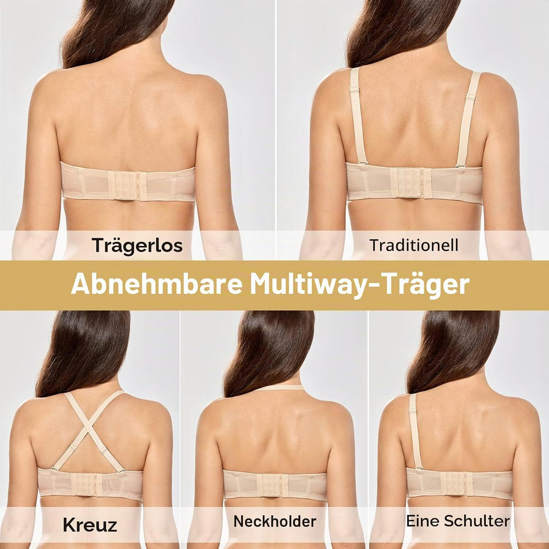DELIMIRA Damen Trägerloser BH mit bügel Grosse Grössen Seamless Dirndl BH mit Geformte Cups 70C Beig