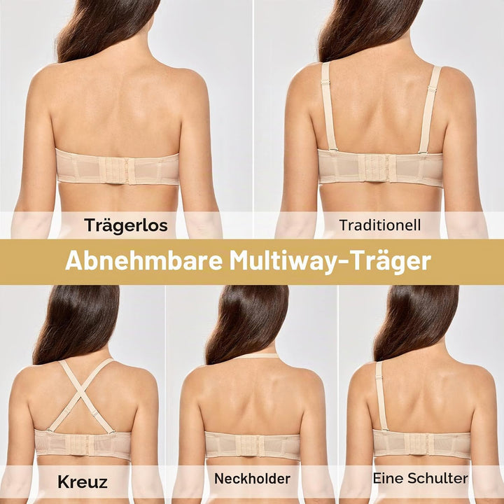 DELIMIRA Damen Trägerloser BH mit bügel Grosse Grössen Seamless Dirndl BH mit Geformte Cups 70C Beig