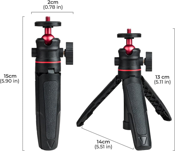 Wurkkos Mini Teleskop Stativ, Kompaktes Tischstativ mit 360° verstellbarem Kugelkopf und Standard-1/