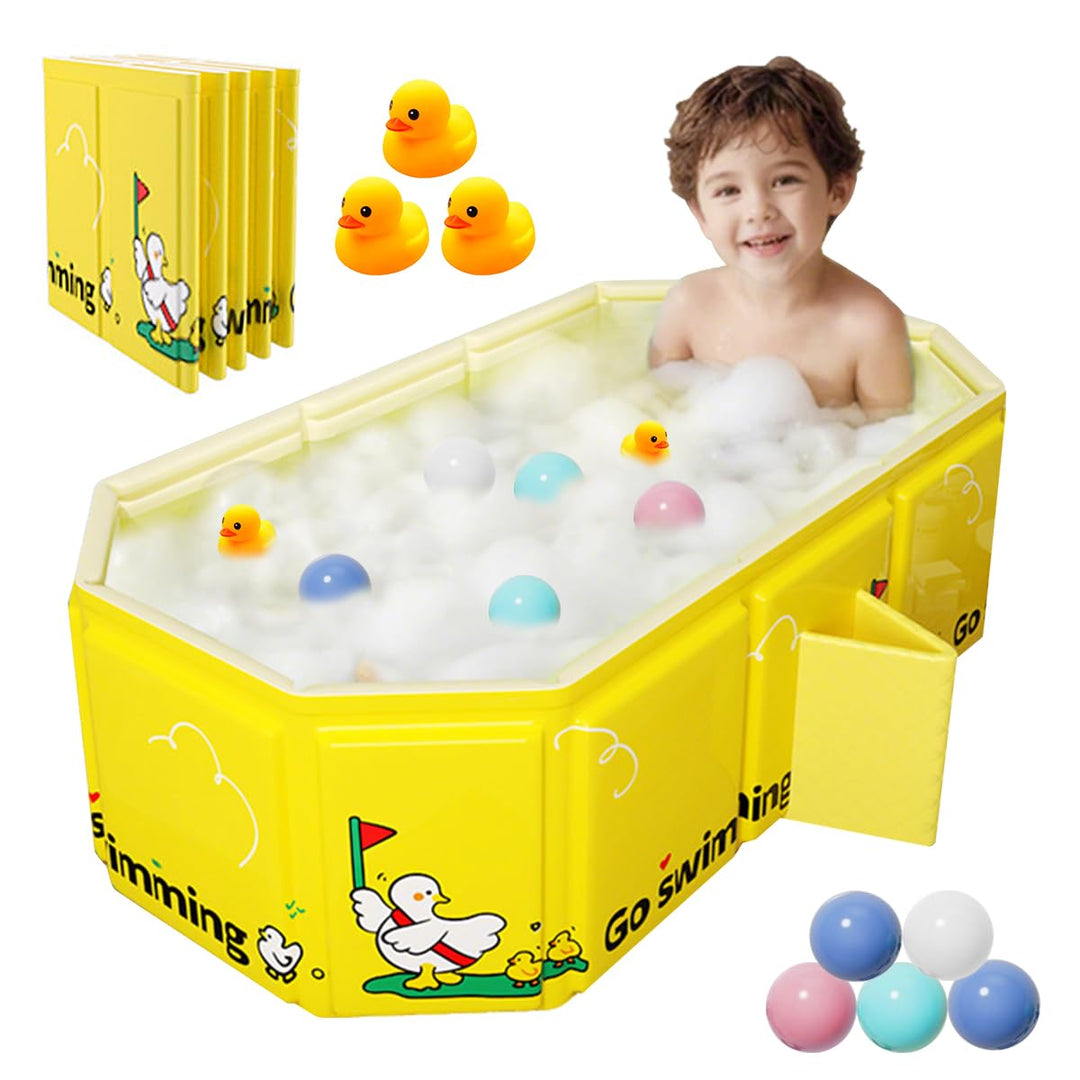 Faltbare Babywanne für Kinder 0-8 Jahre, Grosse Kinderbadewanne mit Verstärkter Plattenstruktur, Tra