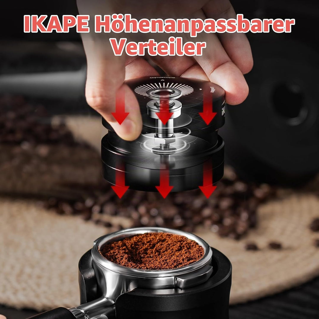 IKAPE 51MM Neuer verbesserter Espresso-Kaffeeverteiler, Kaffee-Doppellager &amp; Hochgeschwindigkeits-Ve