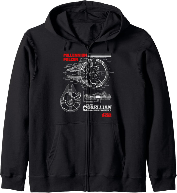 Star Wars Millennium Falcon Blueprint Detail Kapuzenjacke