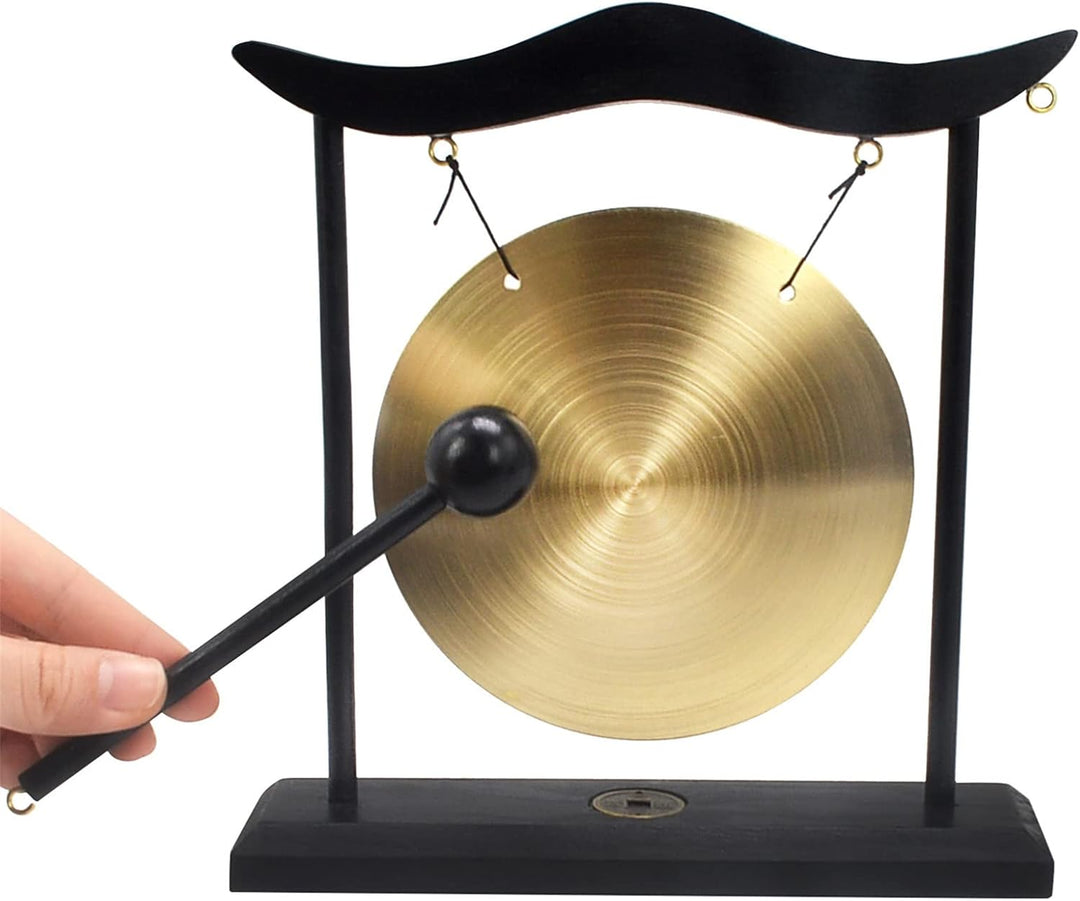 Feng Shui Messing-Gong Desktop Zen Art for Fortune + Gratis Red String Armband, Messing