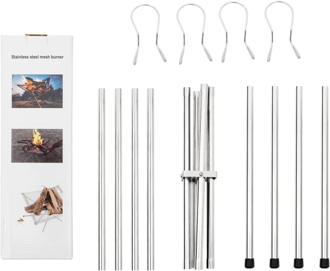 Tragbare Feuerstelle für Aussen,56CM Feuerschale Edelstahlgeflecht Feuerstelle Grill mit Feuer Pit M