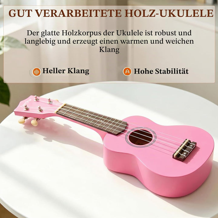 Everjoys Sopran Ukulele Set für Kinder und Erwachsene 21 Zoll Ukulele Starter Kit mit Tasche, Tuner,