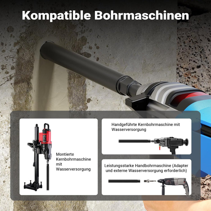 Wiltec Diamantbohrkrone Typ 2 (Mesh) Ø 52 mm, Bohrkrone 450 mm, 1¼ UNC Nassbohrkrone, Diamantbohrer