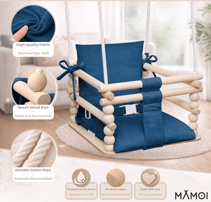 MAMOI® Babyschaukel, Schaukel Indoor, Holzschaukel für Baby und Kinder, Kinderschaukel, Schaukeln au