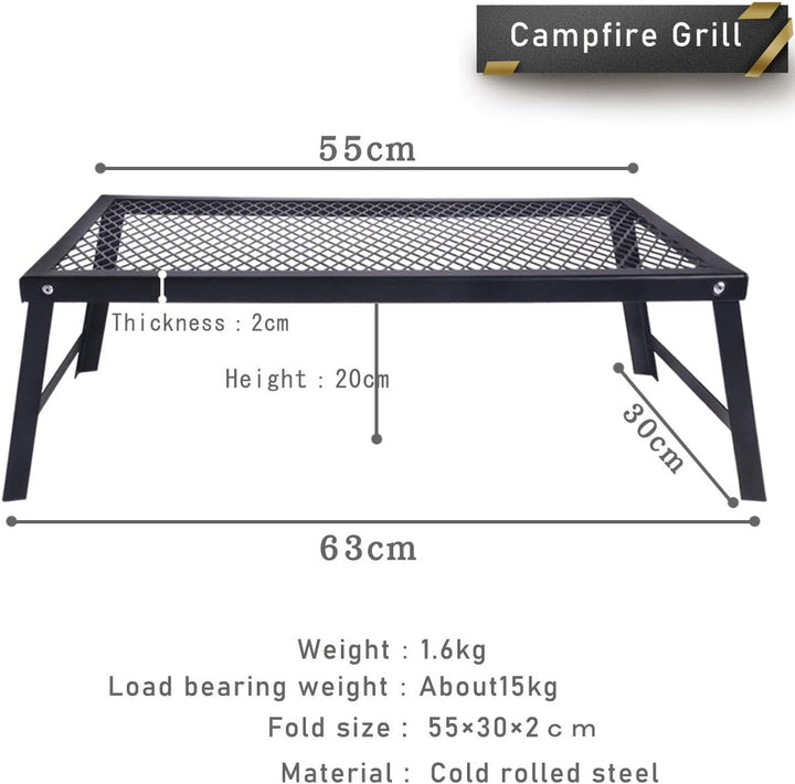HIKEMAN Klappbarer Lagerfeuer Grill - Schwerlast Camping-Gril zum Kochen am offenen Feuer, Campingzu