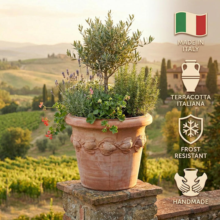 Teramico Blumentopf Pflanzgefäss Übertopf Italienisches Terrakotta inklusive Füsse Conca Limoni -abs