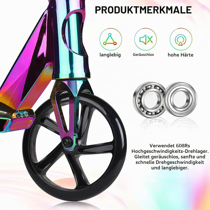 2 Stück Scooter Ersatzräder 200mm Rollen mit ABEC 9 Kugellager Härte 88A Geeignet für alle Roller (S