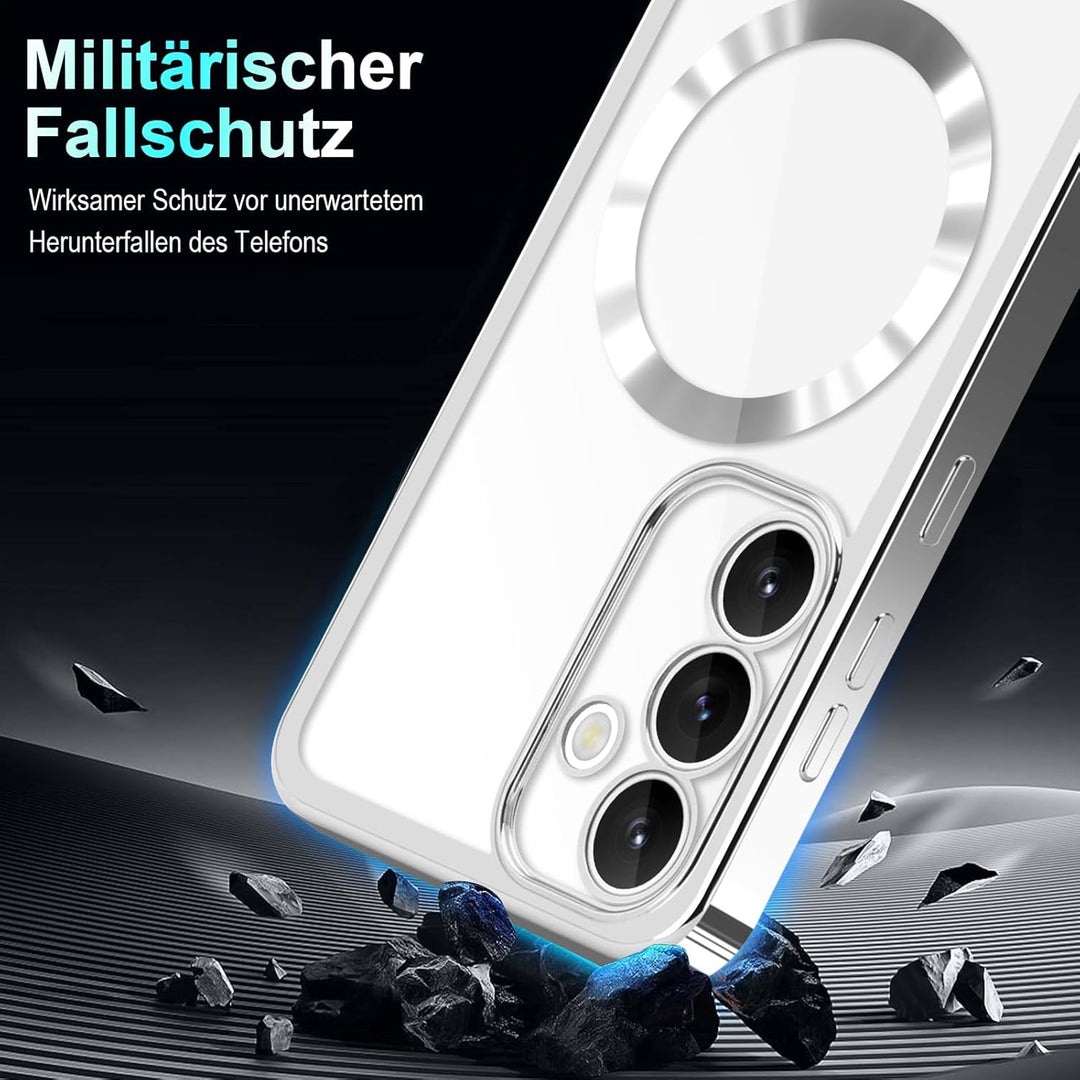 Handyband für Samsung Galaxy S25 Hülle mit Band + 1 Stück Glas Schutzfolie Transparent Silikon Handy