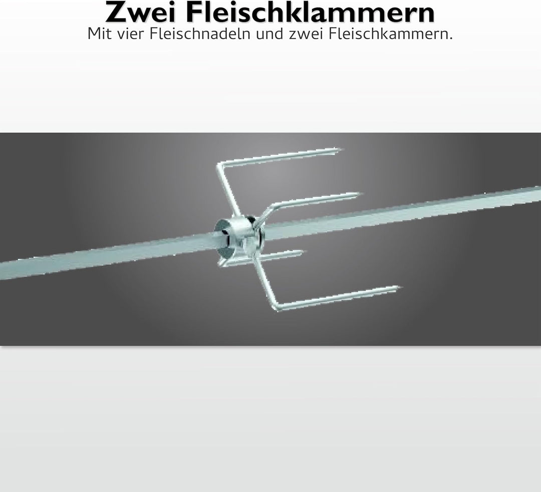 tepro Grillzubehör Universal Grillspiess-Set für Netzbetrieb aus Edelstahl, Netzbetrieb