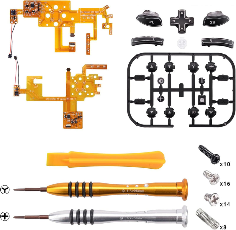 eXtremeRate LED Tasten Set für NS Switch Joycon,Leuchttaste ABXY Knöpfe Tasten Trigger Licht Buttons
