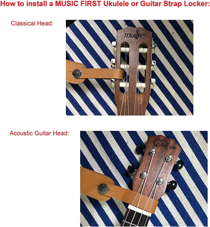 MUSIC FIRST Ukulelengurt, Vintage-Stil, "Pink Sakura", weiches Musselin und echtes Leder, Ukulelengu