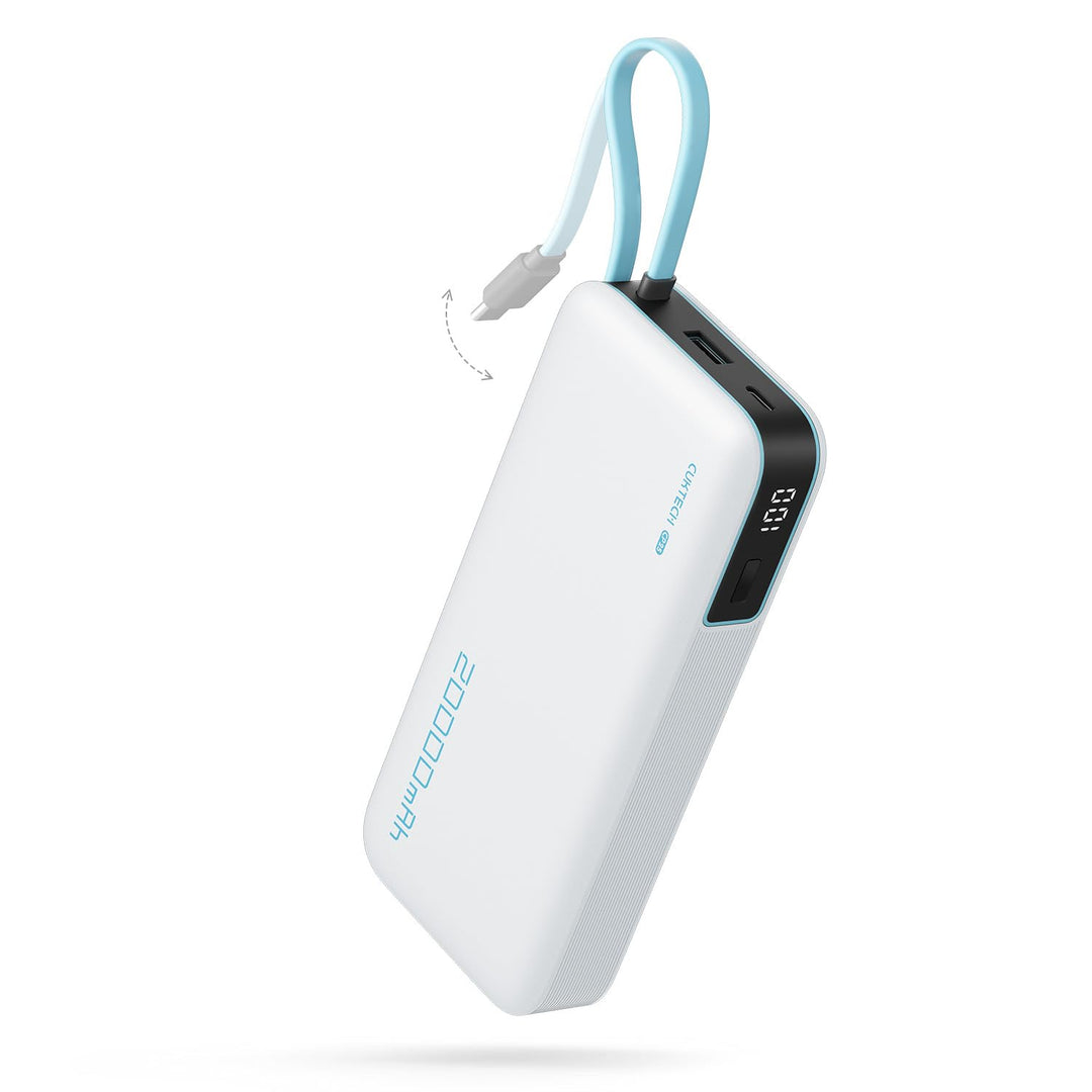 CUKTECH Power Bank, Powerbank 20000mah 45W mit integriertem USB-C Kabel, Powerbank Schnellladefunkti