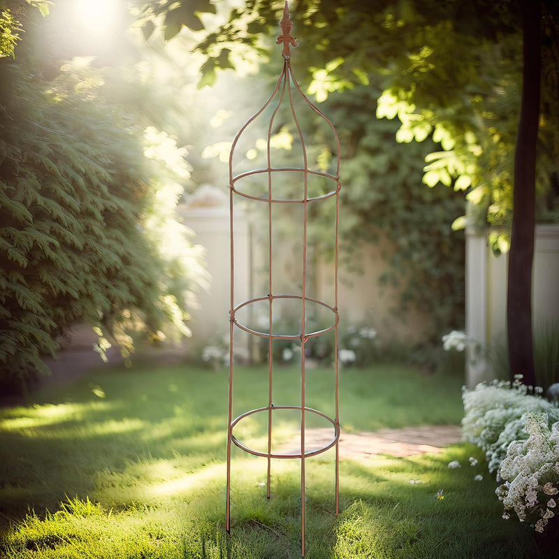 Gerry Rankgitter Rankhilfe Obelisk m. Lilie Rankgerüst Metall Eisen Rost Deko (140cm hoch), 140cm ho