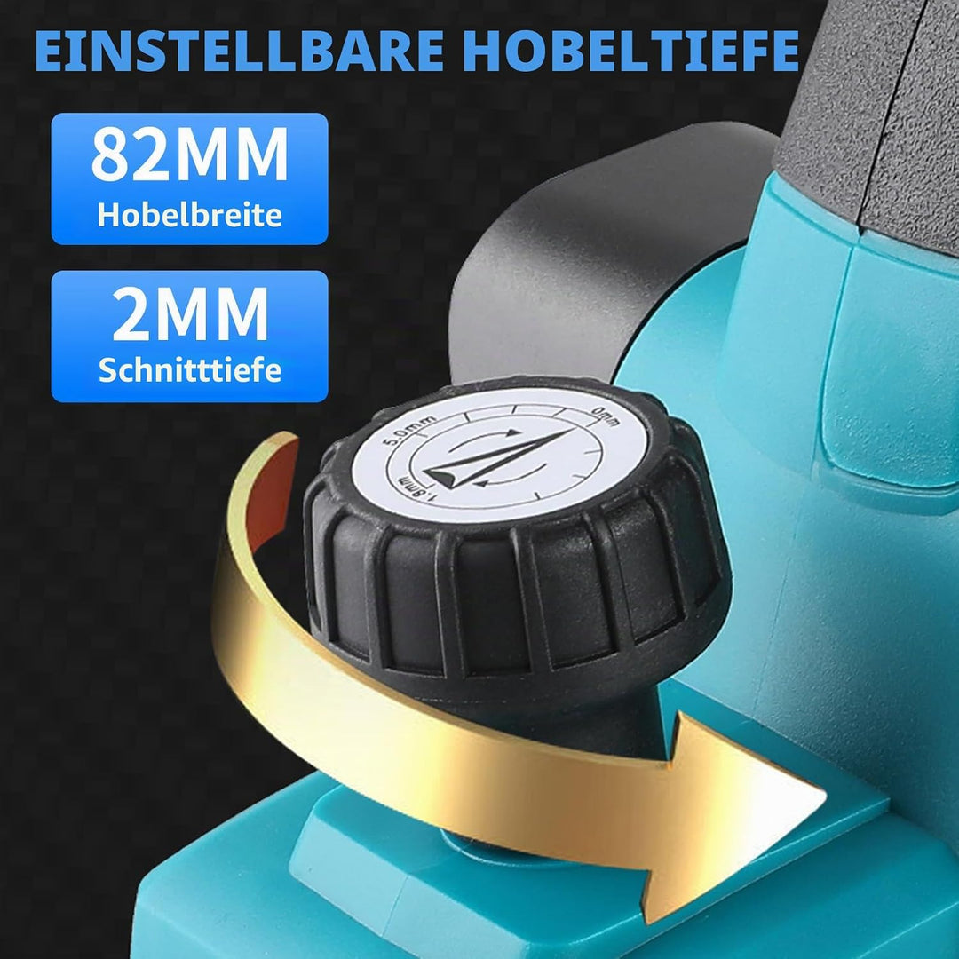 Akku-Hobel Kompatibel mit Makita 18V Akku – Einhandhobel mit 16500RPM, 0-2 mm Einstellbare Hobeltief