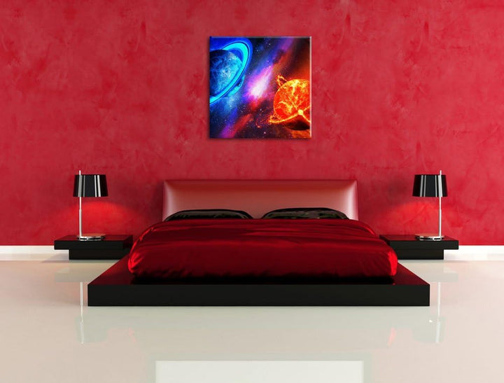Ausgleich im Weltall, Format: 70x70 auf Leinwand, XXL riesige Bilder fertig gerahmt mit Keilrahmen,