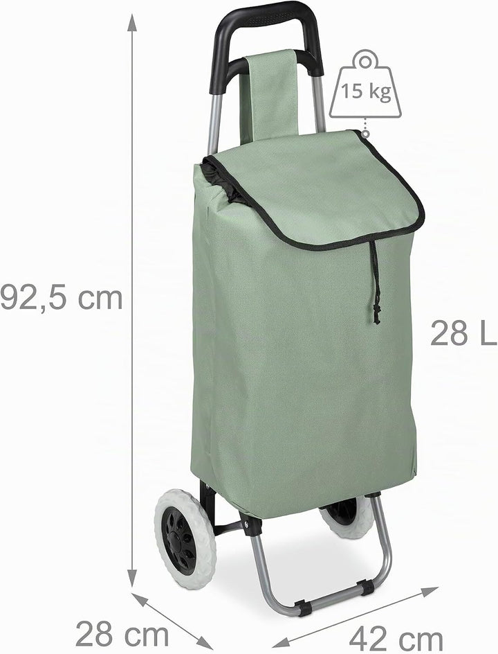 Relaxdays Einkaufstrolley klappbar, Abnehmbare Tasche 28 L, Einkaufswagen mit Rollen HxBxT: 92,5 x 4