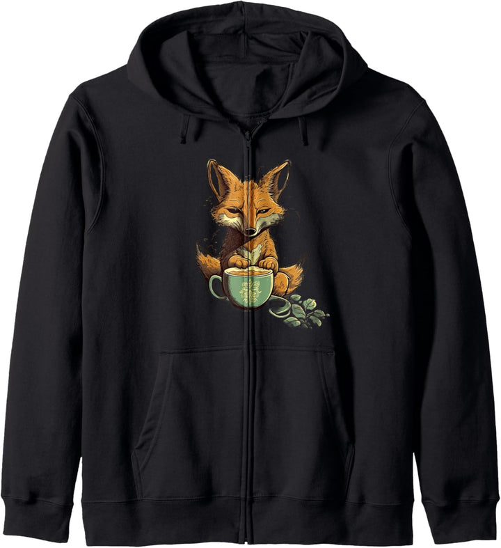 Fox Drinking Coffee Coffee Coffee Drinker Barista Foxes Lover Kapuzenjacke