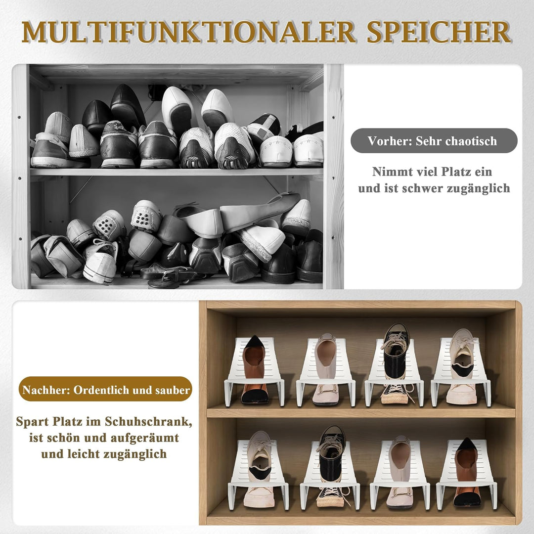HENGMEI 20 Stück Schuhschlitze Organizer Rutschfest Schuhhalter Doppelschicht Schuhstapler Schuhaufb