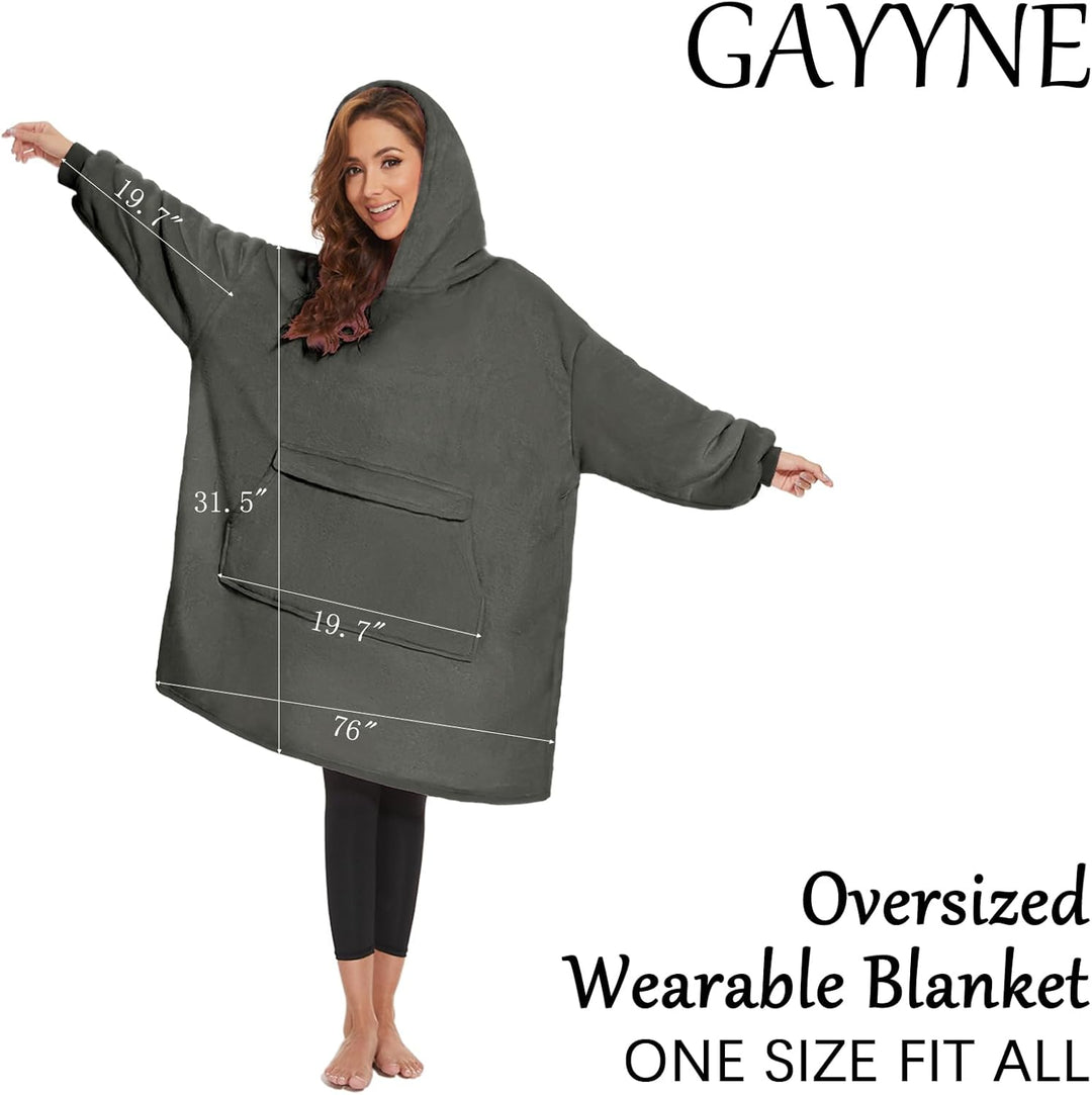 GAYYNE Hoodie Decke mit Ärmeln Deckenpullover, Tragbare Decken Hoodie Damen, Ultra Weiche Sherpa Fle