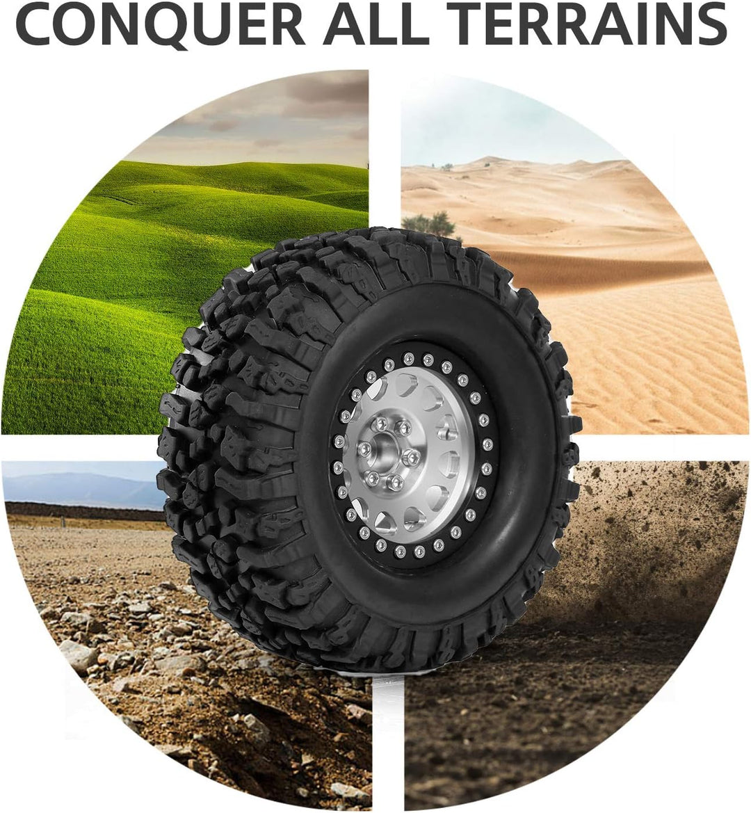 Goolsky 2 STÜCKE High Grip 2,2 Zoll RC Gummireifen Legierung Beadlock Felgen Rad Upgrade Teile Kompa