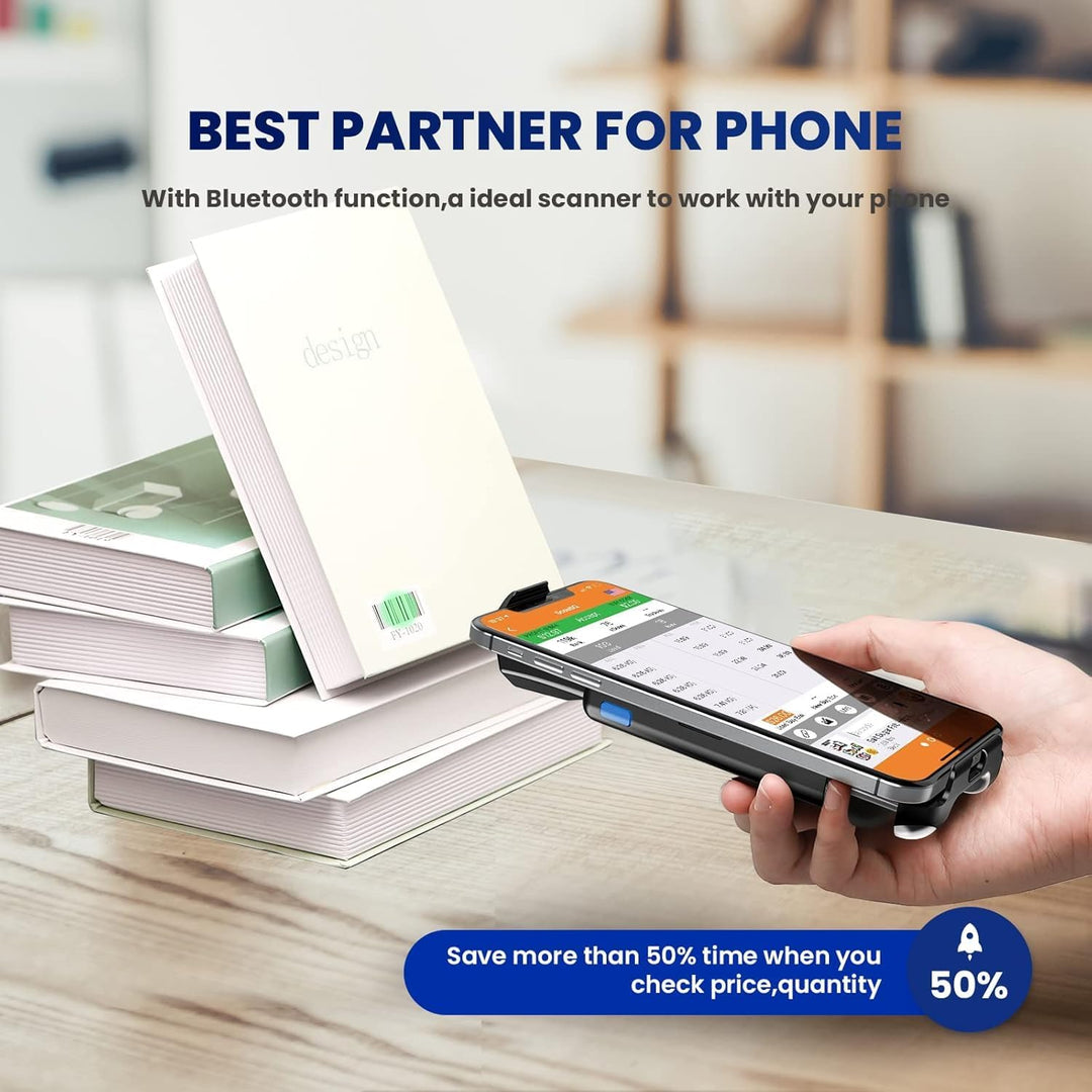 Eyoyo 2D Backclip Bluetooth Barcode Scanner, Barcodeleser für Handy mit Backclip, QR 1D Wireless Cod
