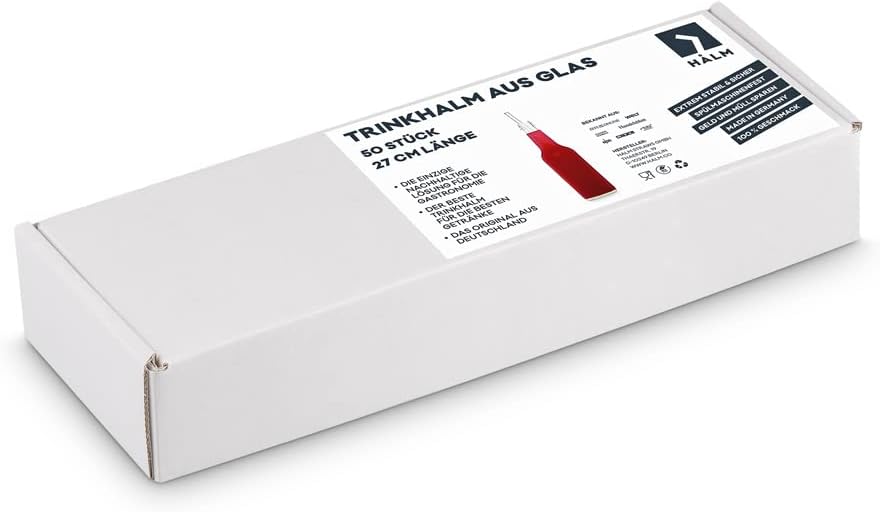 HALM 50x 27 cm Glasstrohhalme für die Gastronomie - perfekt für Kukki Cocktail Flaschen Strohhalme a