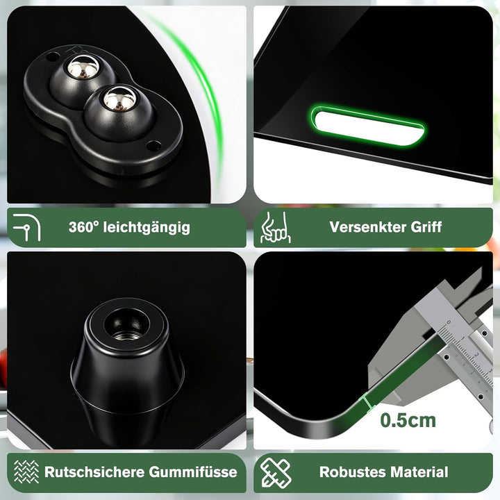 Gleitbrett für Thermomix TM7, schwarz mit 360° Metallrollen | Zubehör für Thermomix TM7 inkl. Siliko