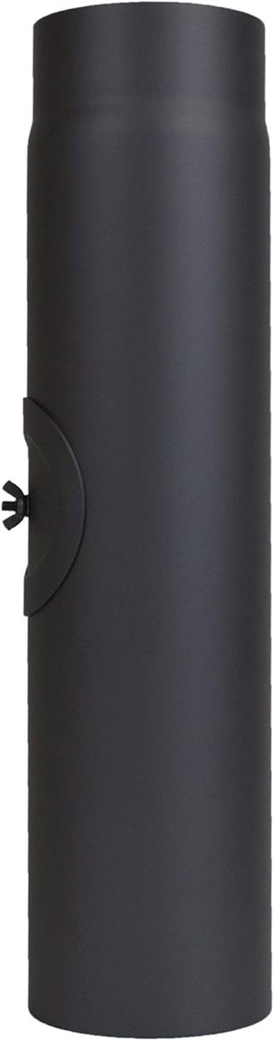 LANZZAS Ofenrohr 500 mm mit Tür, im Durchmesser, DN Ø 120 mm, Farbe: schwarz-metallic - weitere Rohr