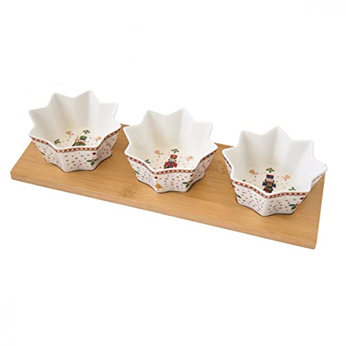Easy Life Servierplatte Nutcracker Nussknacker mit 3 Schalen 34x12cm in GB