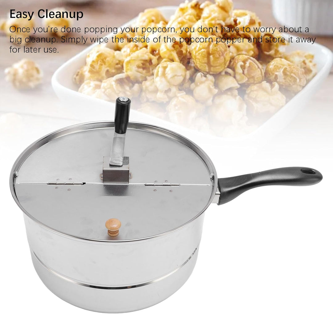 Koper Popcorn Popper, Edelstahl -Popcornhersteller mit Handkurbel, Popcorn -Topf für Gas, Herd, Indu