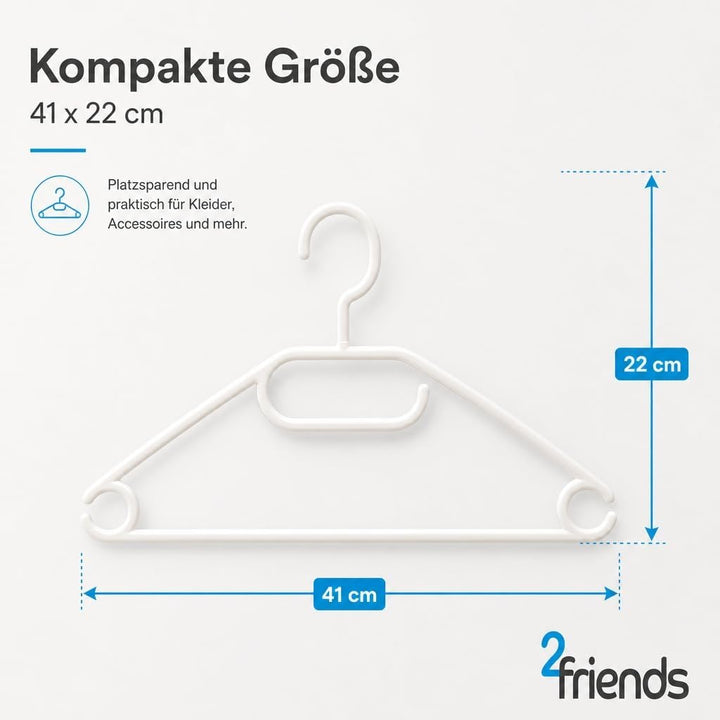 50 Kleiderbügel weiss Kunststoff mit drehbaren Haken, 41 cm Kleiderbügel Plastik weiss, 50 Stück Büg