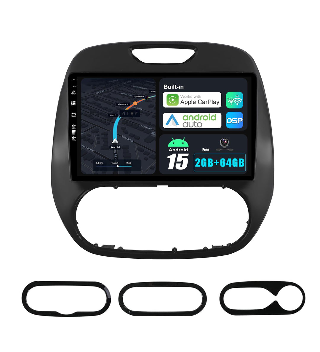 Android 15 IPS Autoradio für Renault Kaptur Captur (2014-2019) Radio GPS Navigation - 2G+64G - Rückf