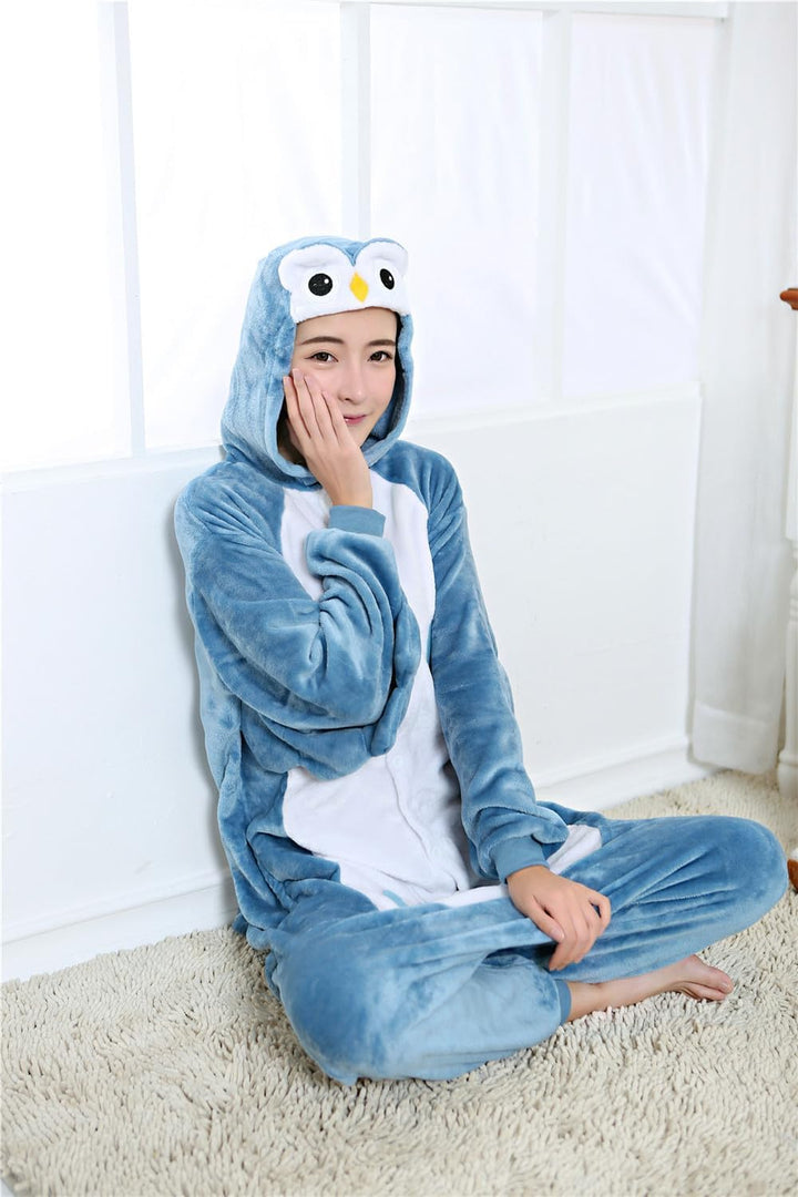 Tierkostüme Tier-Einteiler für Erwachsene, Halloween, Cosplay, Kostüm, mit Kapuze, Loungewear S Eule